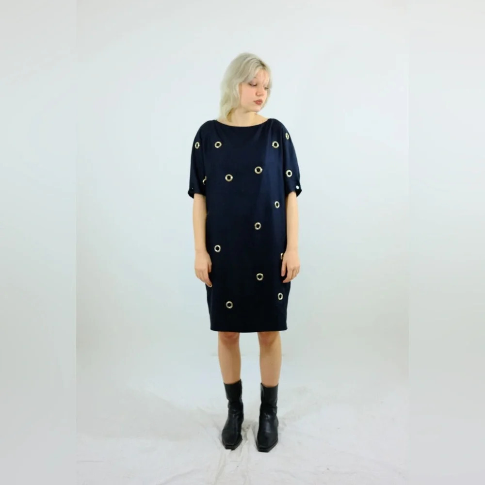 Stella McCartney Navy Silk Grommet Dress, size 38 - Picture 4 of 16